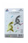 6 Rakam Ayaklı Gold Folyo Balon 80 cm (32 inch)