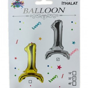 1 Rakam Ayaklı Gold Folyo Balon 80 cm (32 inch)