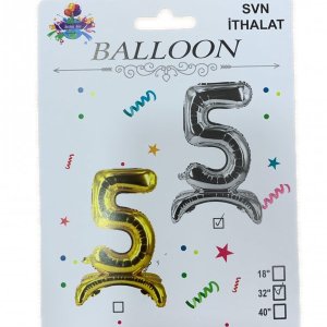 5 Rakam Ayaklı Gold Folyo Balon 80 cm (32 inch)