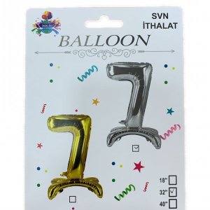 7 Rakam Ayaklı Gold Folyo Balon 80 cm (32 inch)