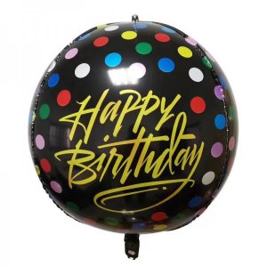 Küre Baskılı Happy Birthday  Folyo Balon