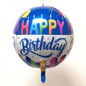 Küre Baskılı Happy Birthday  Folyo Balon