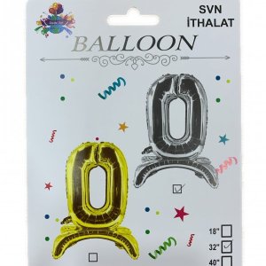 O Harf Ayaklı Gümüş Folyo Balon 80 cm (32 inch)