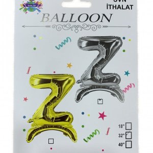 Z Harf Ayaklı Gümüş Folyo Balon 80 cm (32 inch)